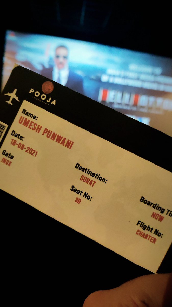 PunwaniUmesh's tweet photo. THE GAME IS ON!
Flying to another state for attending a press show. Let's cancel this from the checklist.
#BellBottom on BIG SCREEN revives the @akshaykumar fan in me 🤍
*Dhooooom TA RA RA RA plays in background*
#bellbottom3d #AkshayKumar @poojafilms https://t.co/dbIZHkFk7J