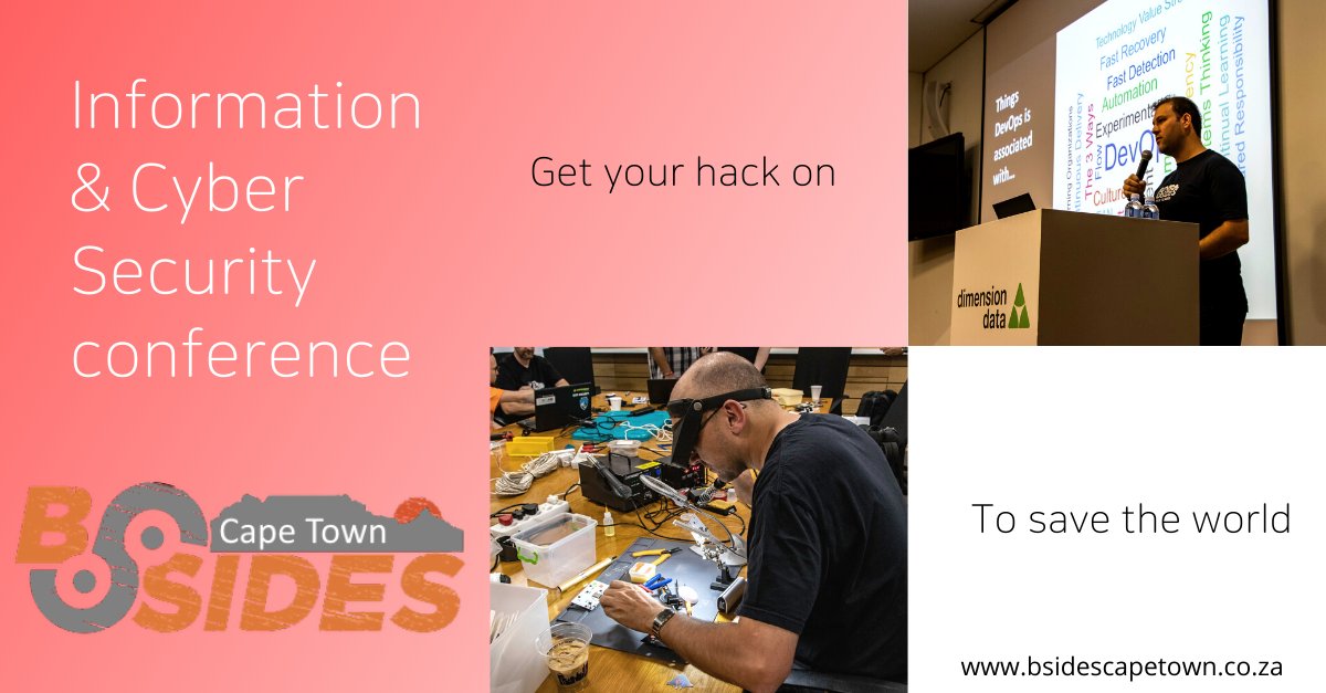 crypticg00se's tweet photo. Get your hack on! Give me all your talk proposals!
#hacksouth #bsides #bsidescapetown #capetown #infosec #siliconcape #southafrica #tech #cybersecurity #hack #hacktheplanet https://t.co/r8XtAL3XMB