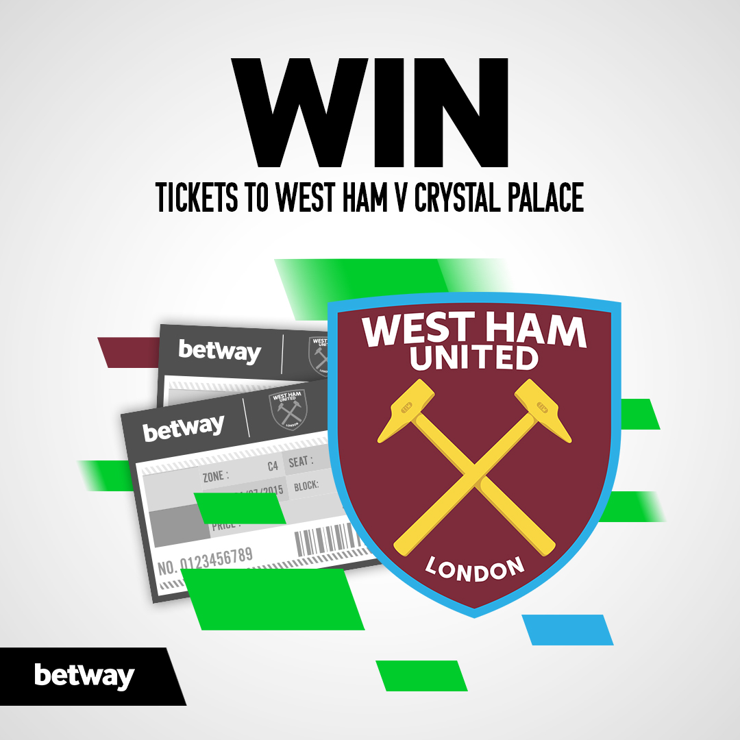 We've got three pairs of tickets to give away for @WestHam v Crystal Palace on August 28th! ⚒️ For a chance to win: 🔃 RT this tweet 🖱️ Follow @betway We'll announce the winners tomorrow afternoon. Terms: blog.betway.com/football/west-…