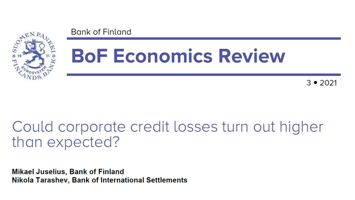 BoF Economics Review 3/2021 Mikael Juselius and Nikola Tarashev: Could corporate credit losses turn out higher than expected? #creditlosses #creditrisk #covid19 https://t.co/MAY3CNhXAa https://t.co/t16zSIPVqX