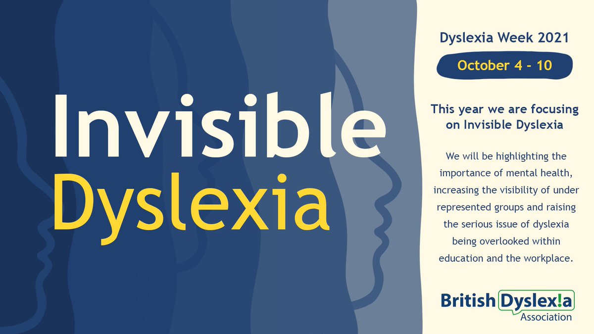 We're excited to announce the theme of Dyslexia Week 2021

Because dyslexia itself isn’t visible, individuals with dyslexia often feel unsupported, unwanted, invisible. 

Join us in October as we make the invisible visible. Subscribe for updates here: eepurl.com/g6zf_b