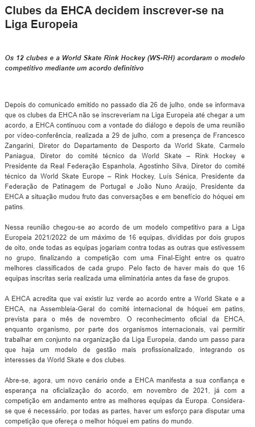 Los clubes de EHCA deciden inscribirse a la Liga Europea

Clubes da EHCA decidem inscrever-se na Liga Europeia

#okeuro