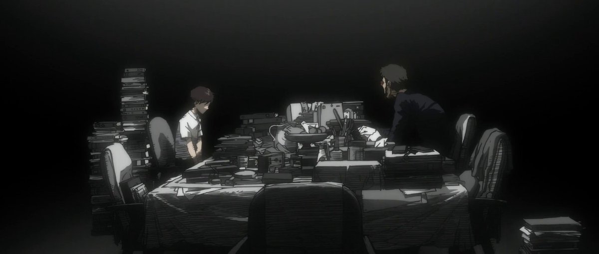 genyu1love's tweet photo. I was shocked by the symbolism of this scene and the slight change of art style.
Gendo is surrounded by books, desperately researching a way to be together with Yui again, not noticing that his answer was always right in front of him.
#shineva #Evangelion #gendo #shinji https://t.co/F0SgAfkOuW