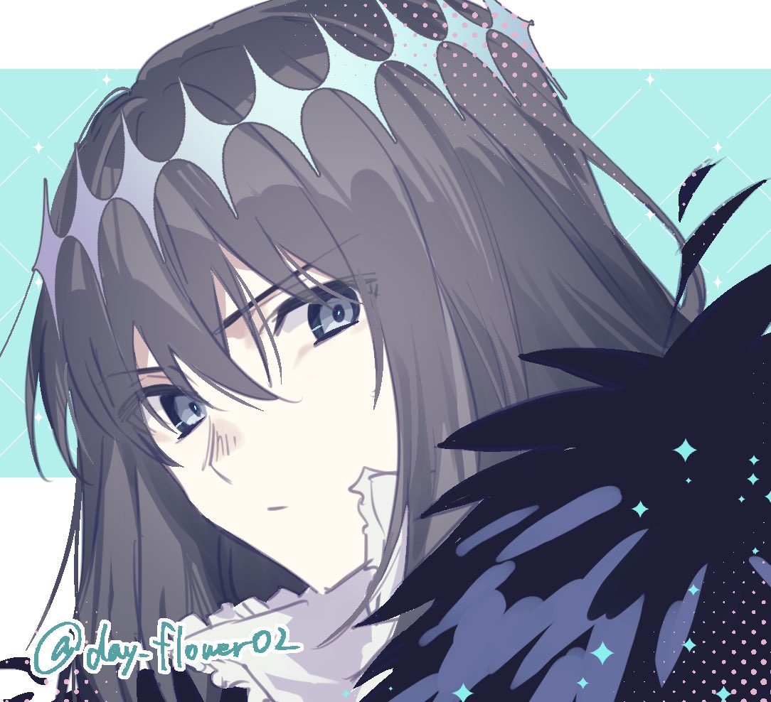 oberon (fate) 1boy male focus solo crown blue eyes twitter username bangs  illustration images