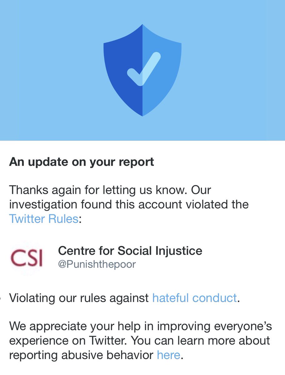 For those who keep piling in to defend @punishthepoor you need to know the relentless  trolling of genuine victims is indeed ‘hateful conduct’. It will never be tolerated. There is a difference between disagreement of opinion and maliciously representing victims as ‘abusers’ 👇