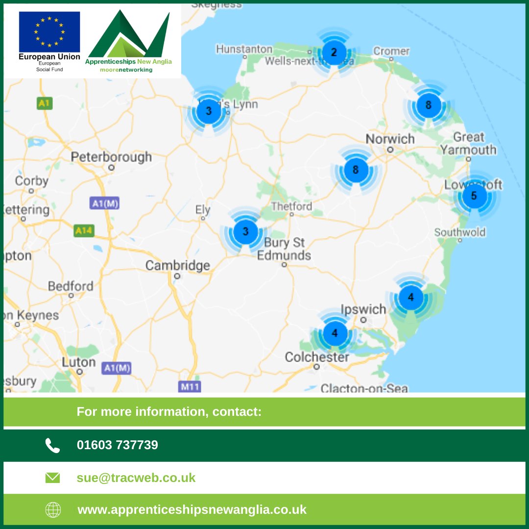We currently have over 30 Apprenticeship opportunities available across Norfolk and Suffolk: v2.apprenticeshipsnewanglia.co.uk/apprenticeship…

If you know of any young people that are looking for an Apprenticeship, please contact us today or refer them here: lnkd.in/eUD98Uw

#Apprenticeships