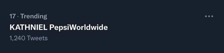 KCMBBulletin's tweet photo. KATHNIEL PepsiWorldwide is now trending! We miss seeing you on TV, #KathNiel! 💙

@bernardokath 
@imdanielpadilla 
@pepsiphl 

#KathNielWorldwideWithPepsi https://t.co/E8cLxKLiWa