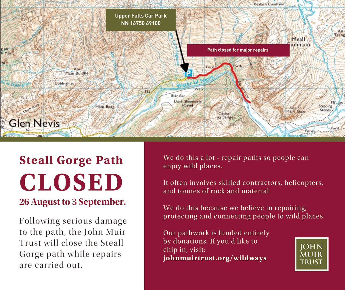 ⚠️ Steall Gorge Path Closure ⚠️ #SteallGorge #GlenNevis #WalkScotland