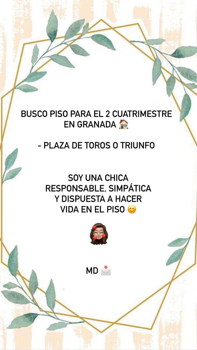 ClaraDuque88's tweet photo. Se agradece difusión 🥰#pisoscotilleoUGR #queydondeestudiar2021 #Granada https://t.co/BWSfCyC6Q7