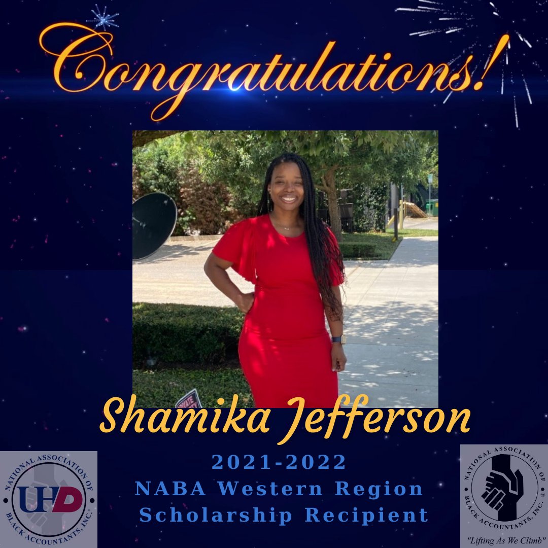 UHDNABA's tweet photo. Congratulations to our President, Shamika Jefferson 🎉

Shamika has been selected as a 2021-2022 NABA Western Region Scholarship Recipient! Let’s send warm wishes and virtual hugs to her! Congratulations again, Shamika. We’re so proud of you!

#UHDNABA #LiftAsWeClimb #WCW https://t.co/1Vjre25gjO