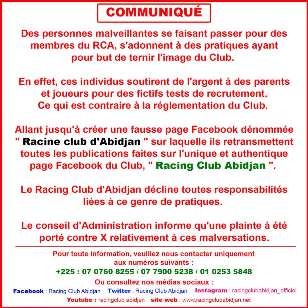 Racing Club Abidjan on X:  / X