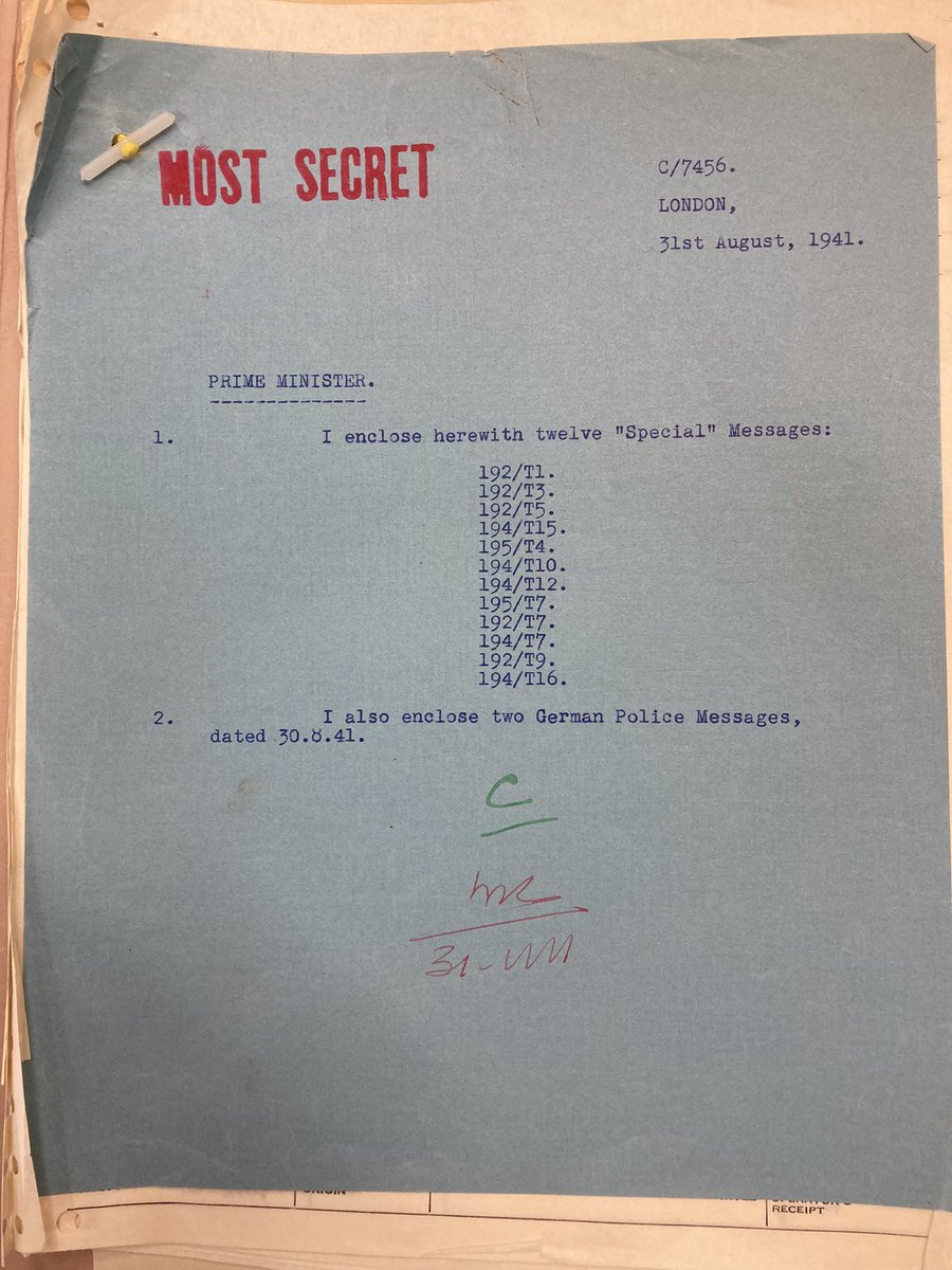 Always exciting to see Menzies’ and Churchill’s initials on the same document… <a href="/UkNatArchives/">The National Archives</a> <a href="/bletchleypark/">Bletchley Park</a> <a href="/GCHQ/">GCHQ</a> #Sigint