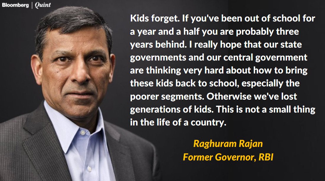 NDTVProfitIndia's tweet photo. Raghuram Rajan on lost years of schooling for children of poorer families that have no access to online education.

Read: https://t.co/z1QUiJyvgI https://t.co/1kzGg3qOVo