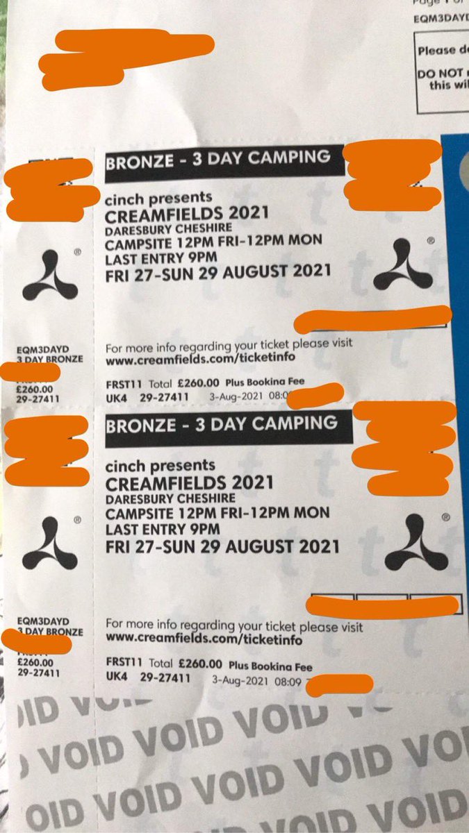 Selling 2x Creamfields 2021 3 day bronze camping tickets (Friday, Saturday and Sunday)❗️message me if interested @Creamfields @TinTechno @TheTechnoPage @techno_cave @ItsAllTechno #Creamfields2021 #cinchxCreamfields
