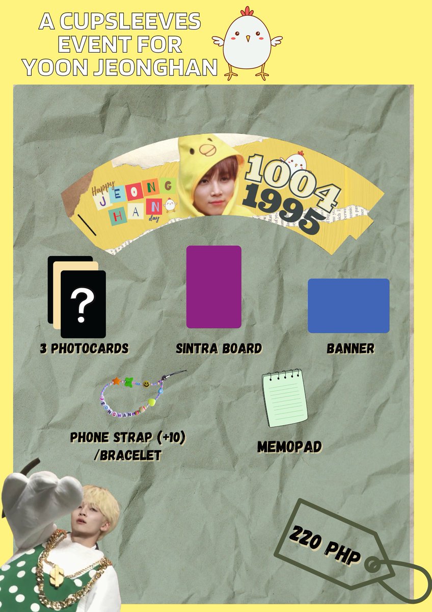 SereniteenCart's tweet photo. Are you ready to check-in? Jeonghan chicken's birthday is approaching very soon! Sereniteen Cart prepared a Stay at Home Cupsleeve event for our fallen angel, Jeonghan Chicken! 

See photos for inclusions and totebag design! 
#SereniteenSells

ORDER FORM:
https://t.co/KW0h650hv7 https://t.co/4f8qdG6CsA