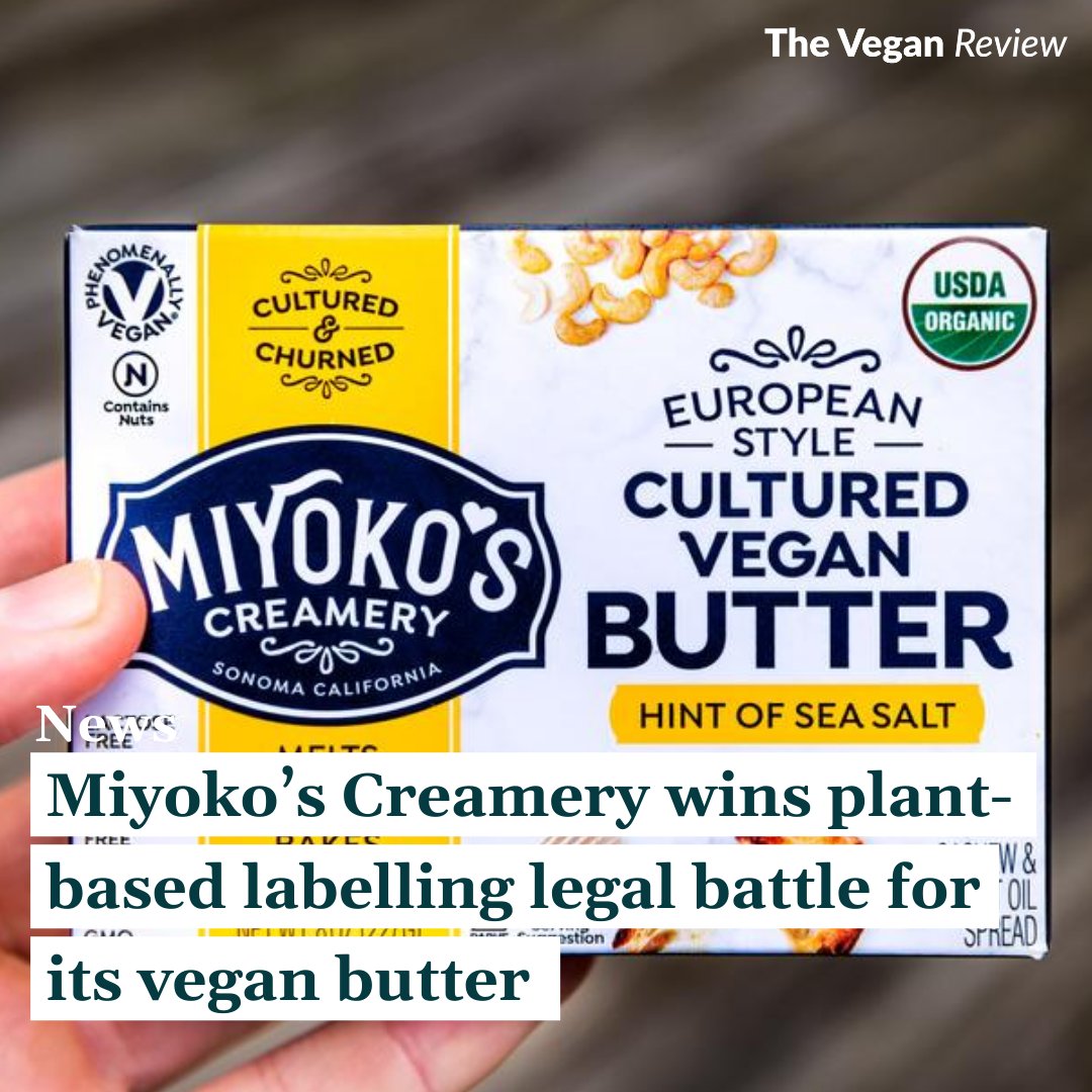 A judge has ruled in favour of <a href="/MiyokosCreamery/">Miyoko's Creamery</a> in its lawsuit against the State of California, setting a precedent for future plant-based food labelling🙌⁠
⁠
Read the full story here👇
l8r.it/JUVr

#vegannews #miyokoscreamery #veganbutter #vegannews #veganfoodnews