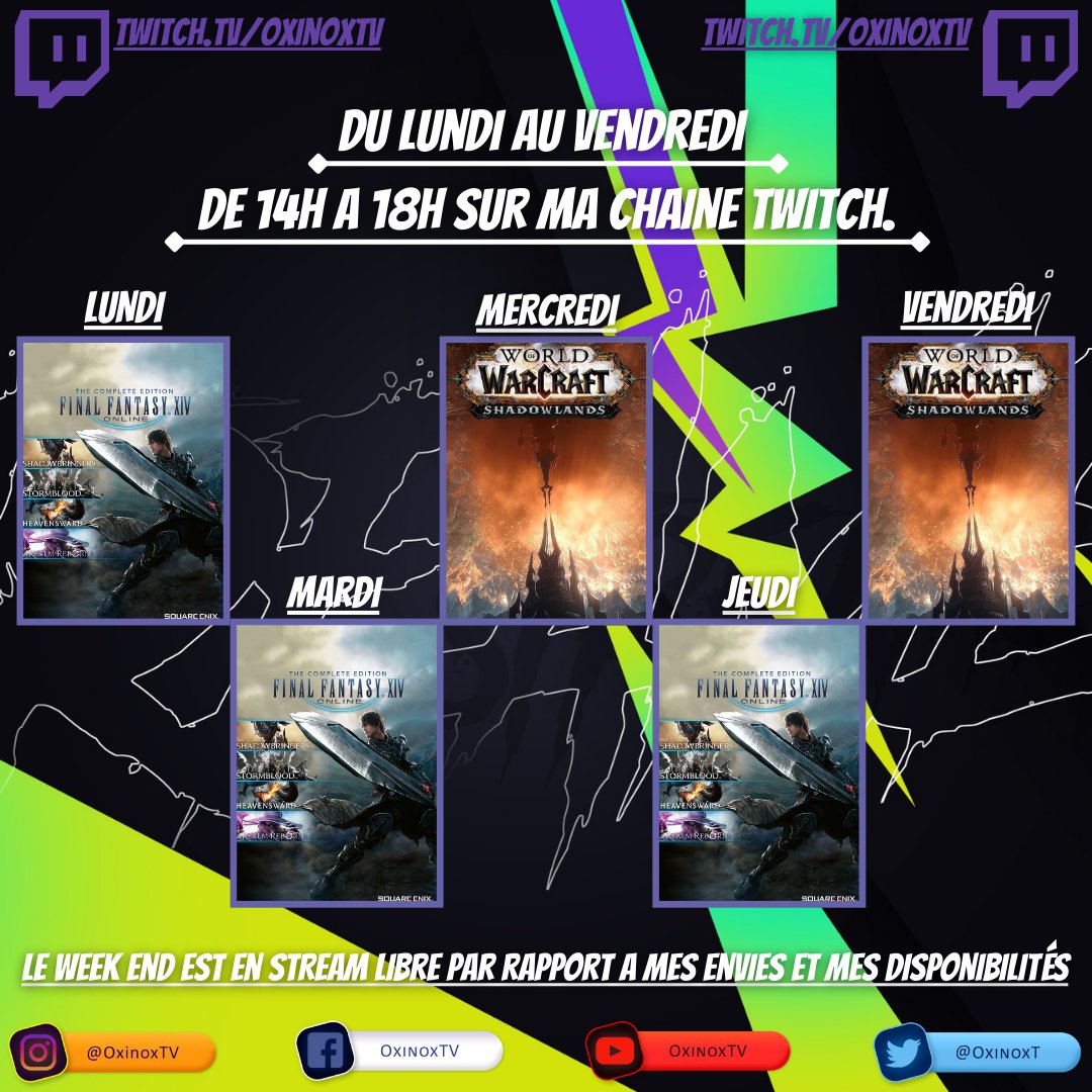 OxinoxT's tweet photo. Let's go les amis, je suis en live....
On se retrouve du "lundi" au "vendredi" de 14h a 18h pour des lives incroyables.
"BONNE JOURNEE"
N'hésite pas a passer sur ma chaine twitch,
=> https://t.co/nOV3MUzH8R <= https://t.co/rmWqdsP75C