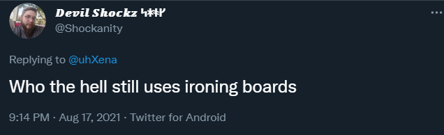 Shockanity's tweet photo. The pure irony of people actually getting pressed over an ironing board https://t.co/L365KsRBl2