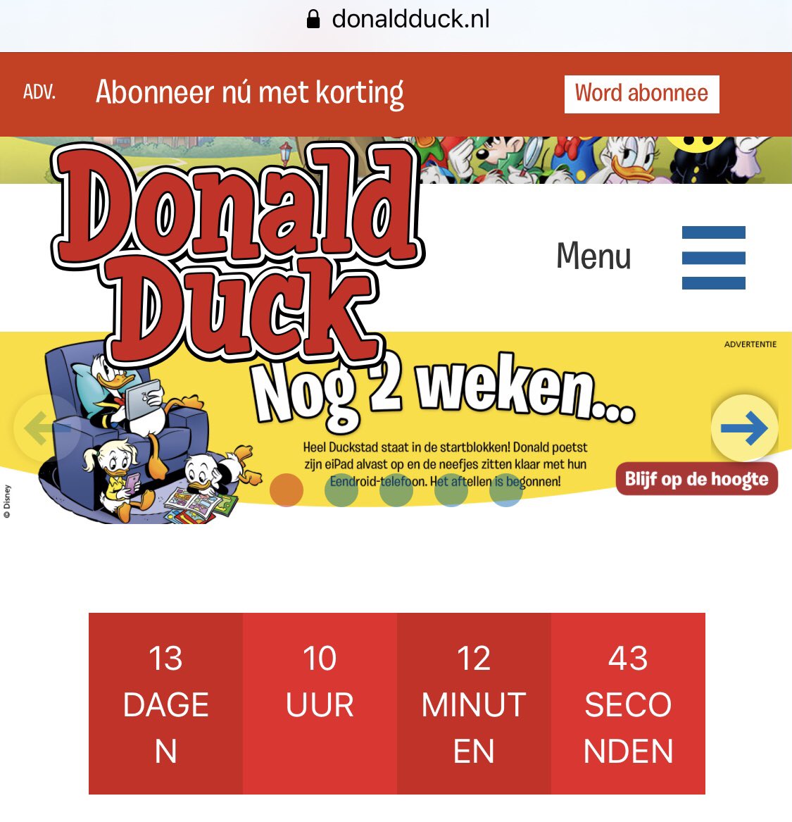 tiw's tweet photo. Count down begins for #DonaldDuck #app @DPGMediaNL
https://t.co/YGnMZJnVZc https://t.co/ki0i2wATbZ