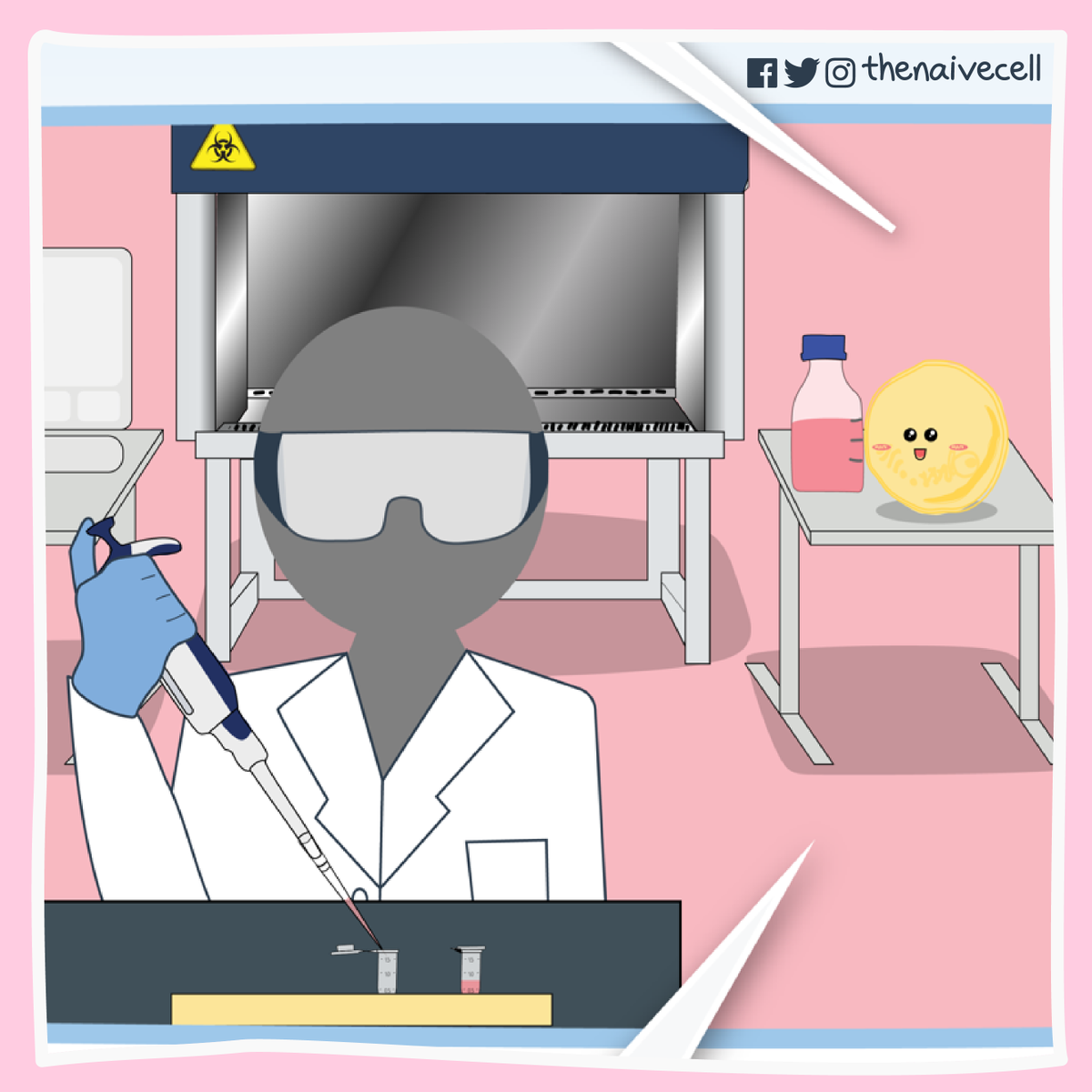thenaivecell's tweet photo. The cell is in the lab!! What equipment can you spot from here? Check it out on the second episode of The Naive Cell's guide to #laboratory on Webtoon!😁⁣⁣

#WebtoonCanvas #SciArt https://t.co/RQKqmPXJY9 https://t.co/8eMf5BZAG1