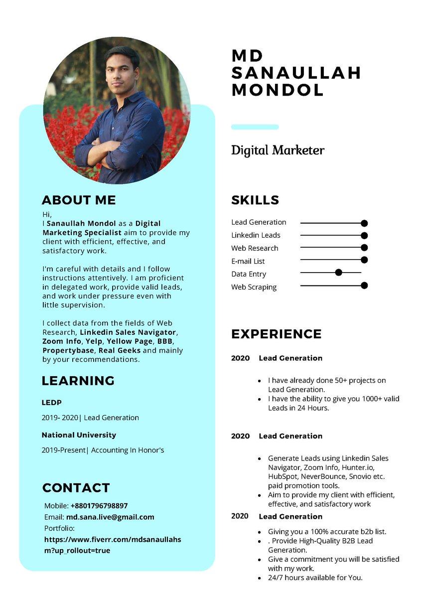 MondolSanaullah's tweet image. My Bio

#nyesume #leadgeneration #digitalnarketer