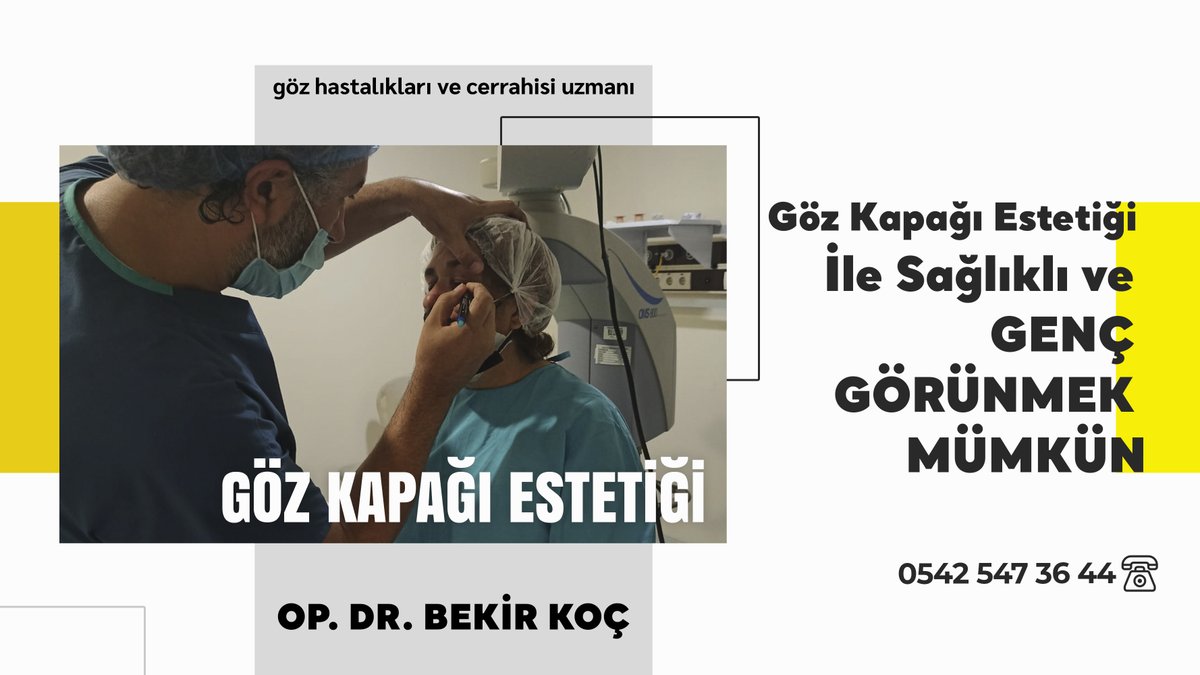 Göz Kapağı Estetiği İle Sağlıklı ve Genç Görünmek Mümkün
Tel: 0542 547 36 44
Web: oprdrbekirkoc.com
#opdrbekirkoç #malatya #malatyaestetik #gözkapağı  #gözkapağıestetiği #gözdoktoru #retinacerrahı #malatyagözdoktoru #elbistan