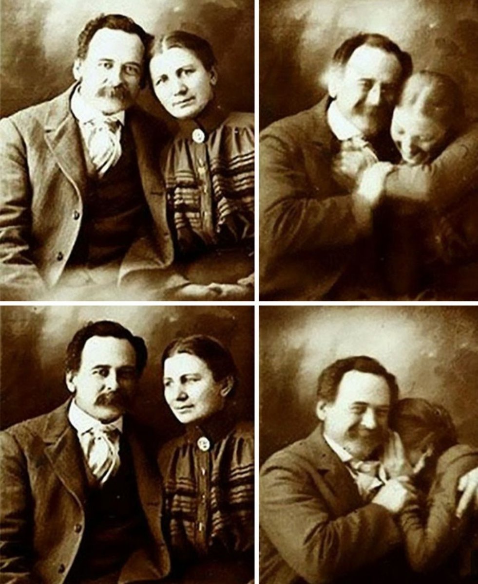 A Victorian couple trying not to laugh whilst getting their portrait done 1890