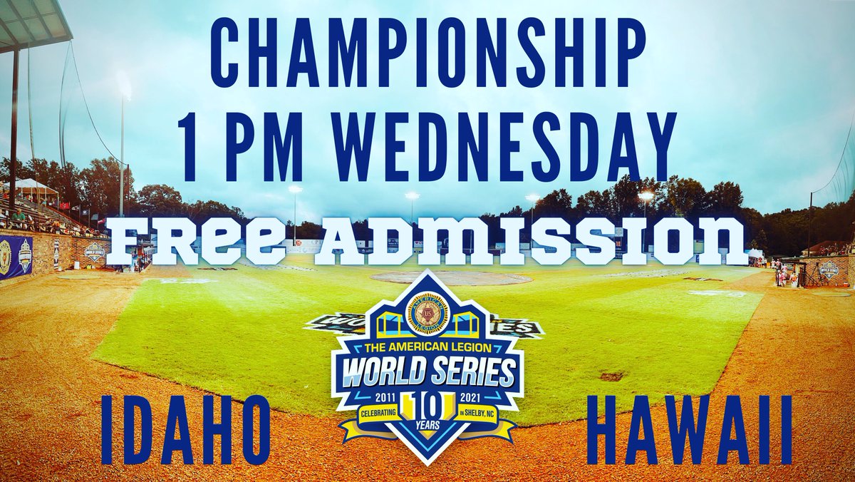 FREE ADMISSION to ALL for today’s Championship Game! Honolulu, Hawaii   <a href="/TeamCentralHI/">Team Central Hawaii Baseball</a> vs Idaho Falls, Idaho <a href="/Ifbandits/">Idaho Falls Bandits (Est 2012)</a> #ALWS21