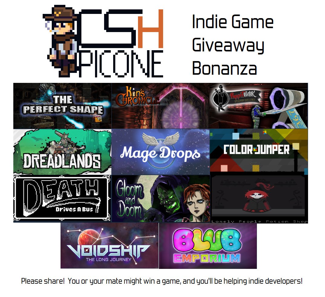 CSH_Picone's tweet photo. #indiegame #giveaway bonanza round 3 starting now!

11 awesome #indie games to be won!

❤️Retweet this post to enter.
❤️Post a screenshot of a wishlisted game for a better chance to win.
❤️Tell us which game you want to win and why!
❤️Get an extra entry for every mate you tag in! https://t.co/GV1GCsy4WZ