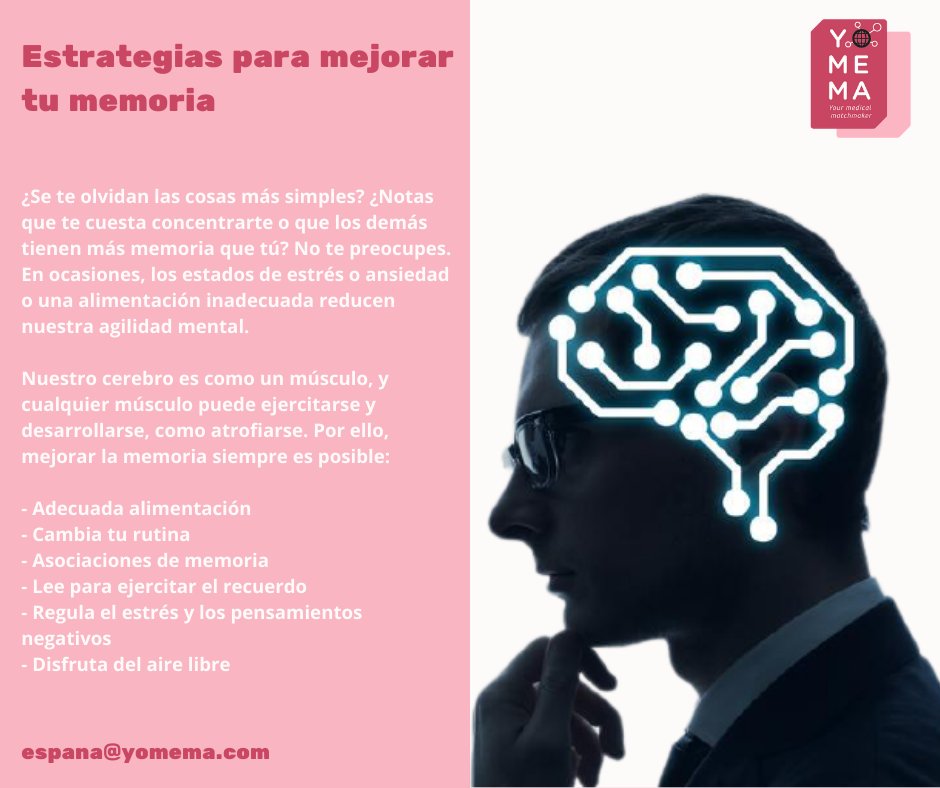 Yomema6's tweet photo. Para ejercitar nuestro cerebro y mejorar nuestra memoria podemos hacer ejercicios sencillos, como memorizar números de teléfono o, si nos gusta, podemos incluso empezar a estudiar otro idioma.

¡Descubre algunas de las estrategias para ejercitar tu cerebro! 🧠🧠🧠 https://t.co/uf6fbvqvGQ