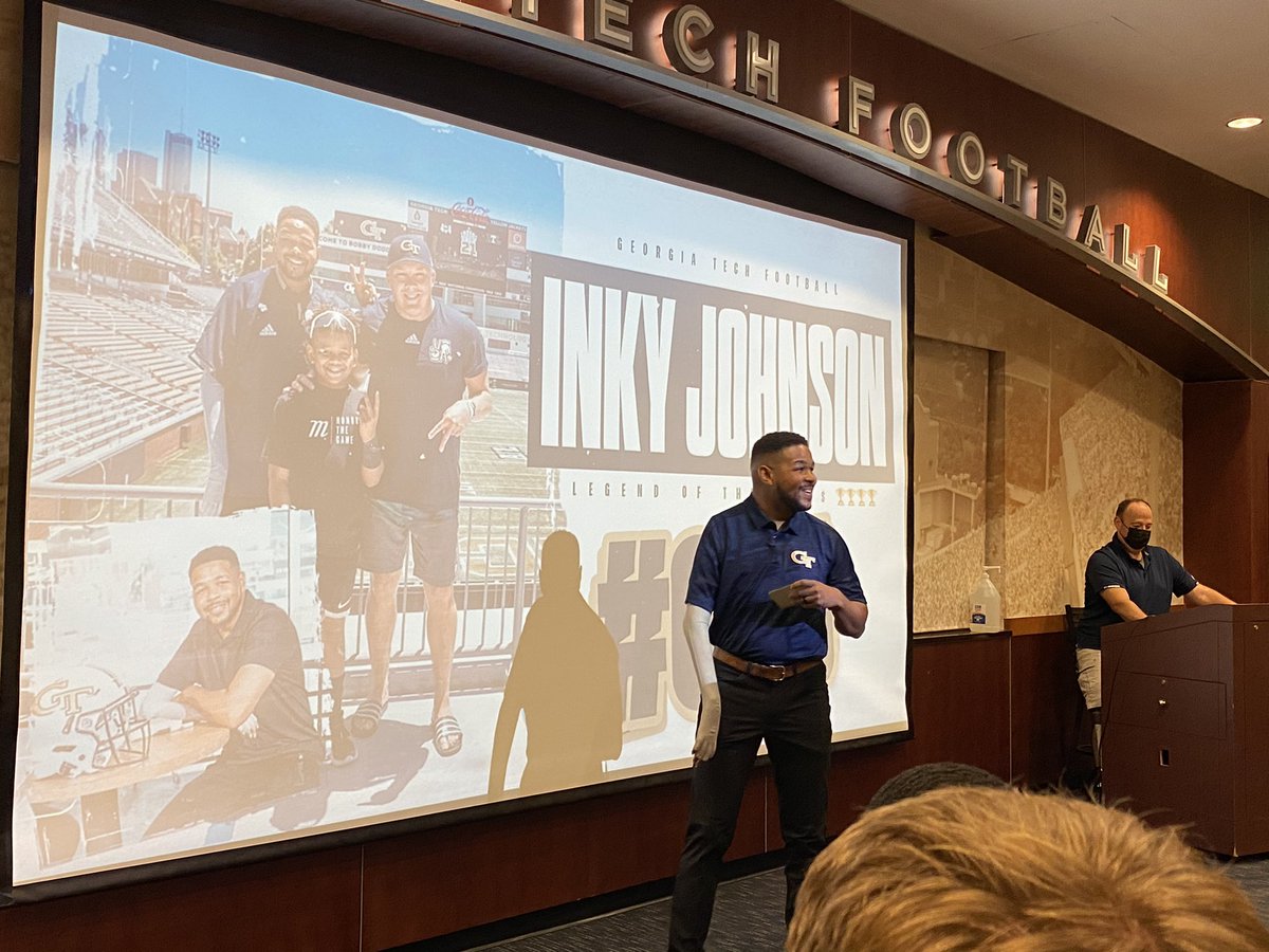 inkyjohnson's tweet photo. It was an honor to speak to @GeorgiaTechFB this morning ! Thanks to @CoachCollins and staff for the opportunity. https://t.co/SB4CCi14yU