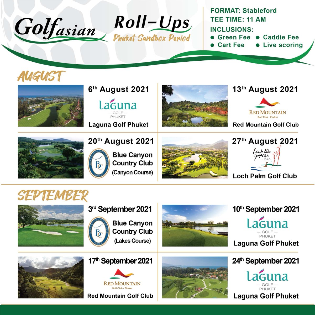 golf_asian's tweet photo. Join us every Friday for our roll-up at the best courses in Phuket!
Come along and have some fun ⛳️
#golfasian
#golfinasia
#golfholidays
#thailandgolf
#golfswing
#golfthailand https://t.co/vhDBo2HU5G