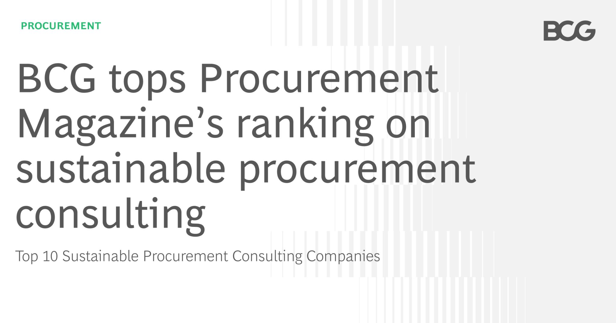 Dr. Marcell Vollmer 🇺🇦 #StaySafe #MWC23 on Twitter: "Top 10 Sustainable #Procurement Consulting Companies. Congrats to Daniel Weise and in the @BCG procurement for being ranked #1 for sustainable procurement