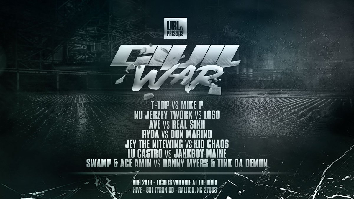 Ultimate Rap League on Twitter: "#CivilWar ‼️👉🏾WILL NOT👈🏾‼️ be on  Caffiene. This is an ‼️APP EXCLUSIVE‼️ event, if you don't see it live in  the building, the only other way to see