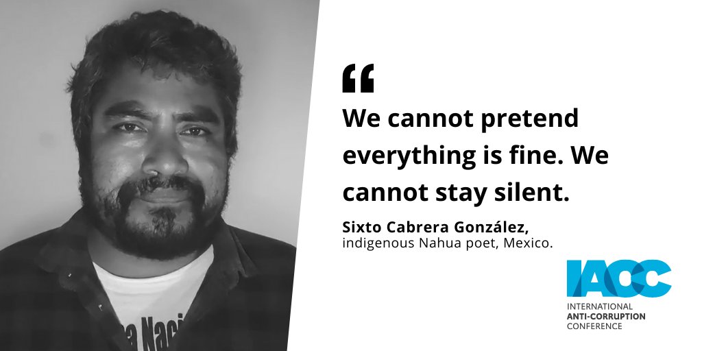 Image Sixto Cabrera González, indigenous Nahua poet, in black and white. Quote in the image is: “We cannot pretend everything is fine, we cannot stay silent" 