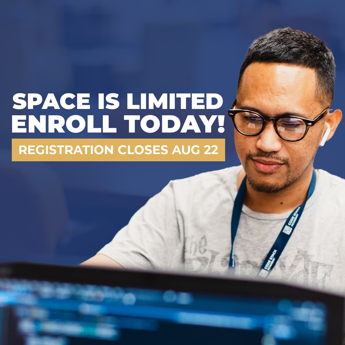 CodeStackStkn's tweet image. We’re in the final few days for you to sign up for CodeStack Academy ! Are you a recent grad with a high school diploma or 18 and older? If so, CodeStack Academy is for you! Click the link in our bio to learn more. #CodeStack #CodeStackAcademy #Coding #SJCOE