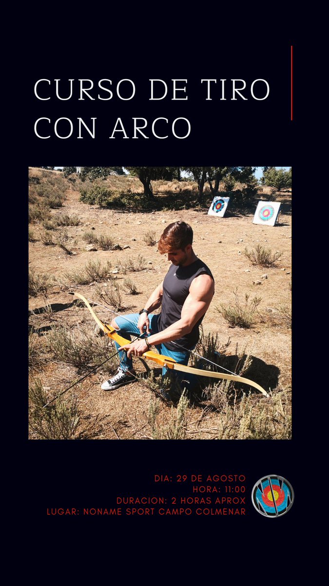 NoName_Sport's tweet photo. Si no tienes planes, te proponemos uno!
Apúntate a nuestro minicurso de tiro con arco 🎯 el próximo 29 de agosto
#tiroconarco #curso #Madrid https://t.co/dQx1GsgSen
