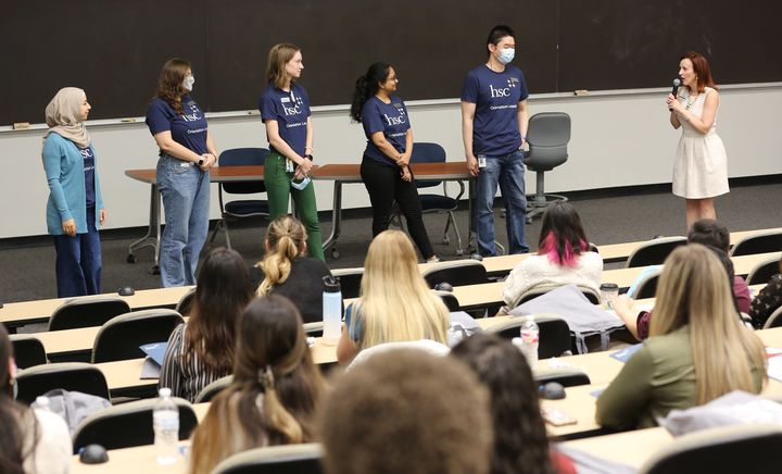unthealth's tweet photo. It's orientation week for our incoming @GSBS_UNTHSC and @UNTPublicHealth students. We're excited to officially welcome them into the HSC family! https://t.co/WHM26QOywg