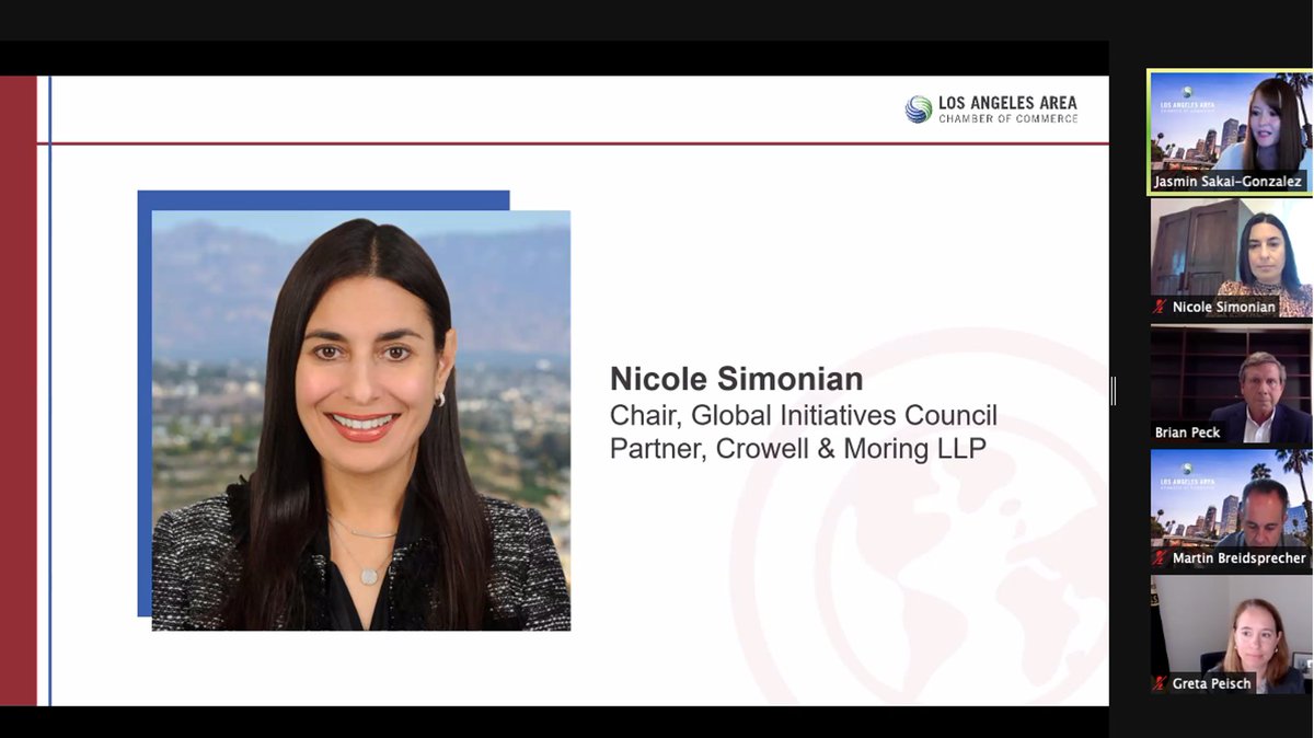 MapleSoCal's tweet image. Insightful Global Initiatives Council webinar today by @LAAreaChamber on Shaping US Trade Policy - A Conversation with the Office of the US Trade Representative. Thank you to Nicole Simonian, Brian Peck, Jasmin Sakai-Gonzalez &amp;amp; special guest USTR General Counsel Greta Peisch.