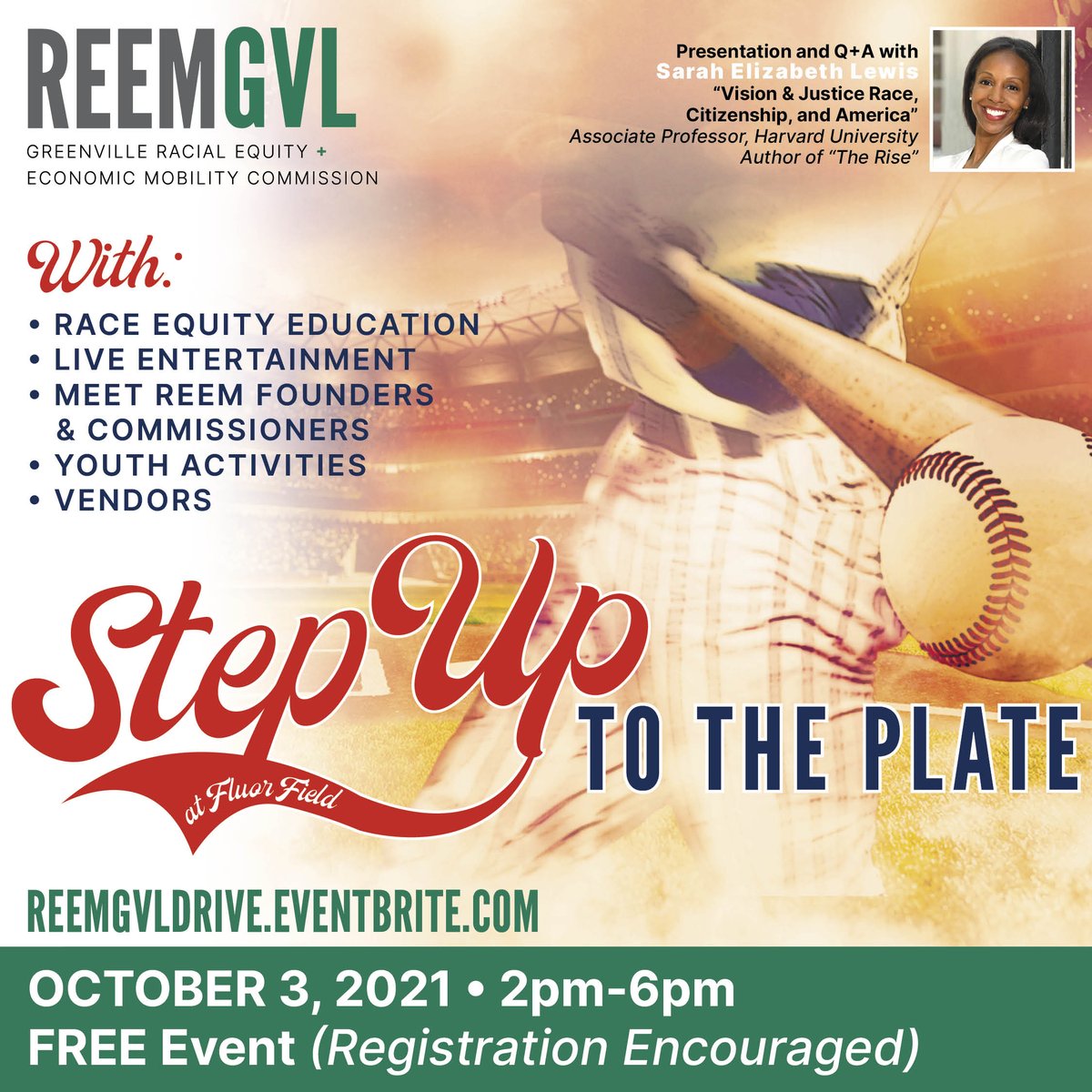 Join REEM for a day of race equity education, entertainment, concessions &amp; community.

This family-friendly event is an opportunity for Greenville residents to learn more about racial equity and how each of us can make GVL a more equitable place. 

Registration link in bio!