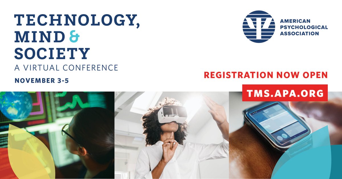 Explore the role of psychology in human–technology interaction at the 2021 Technology, Mind &amp; Society conference. 

Hear from leading scientists, industry experts, practitioners, students, &amp; policymakers from around the world. Registration is now open! on.apa.org/3sBfIok