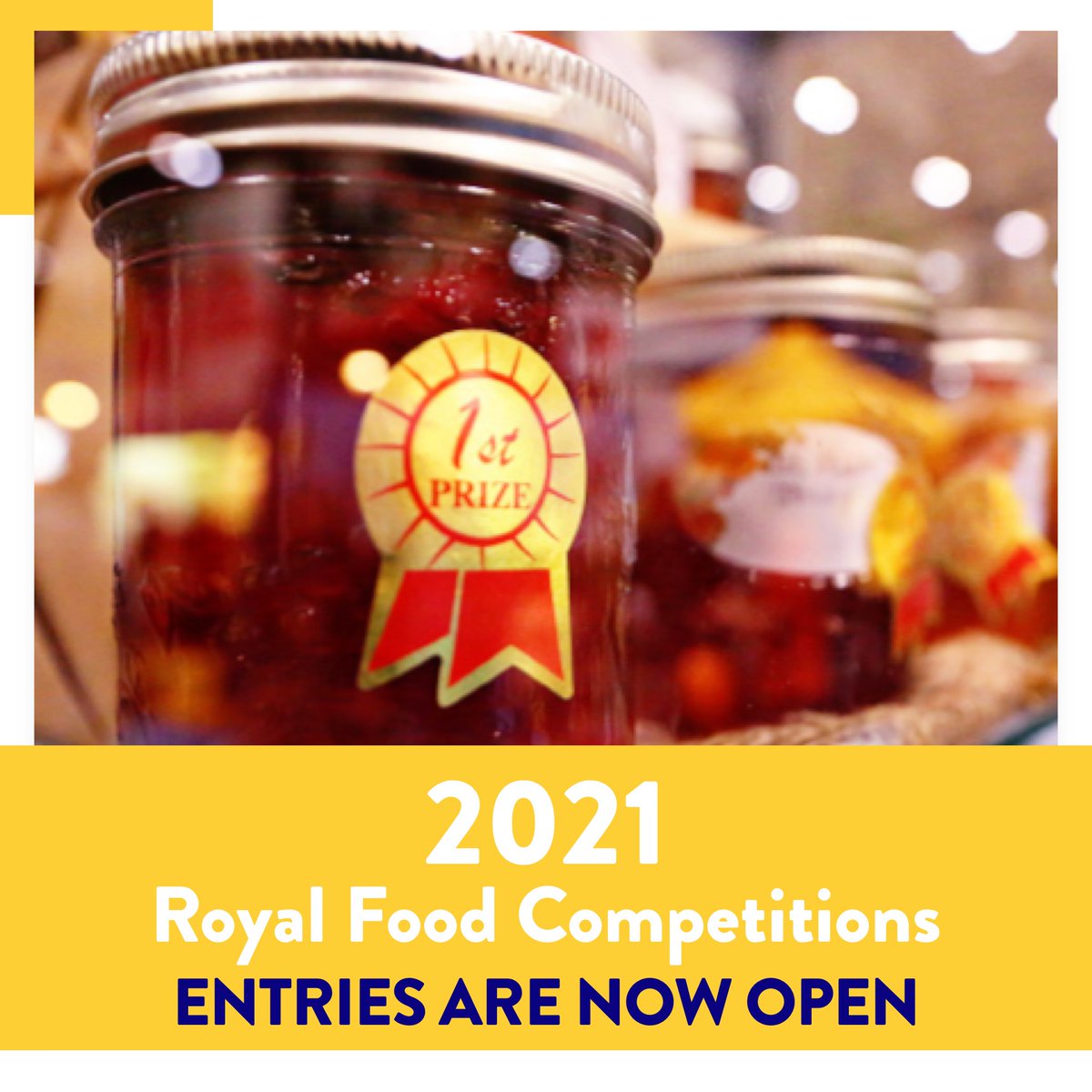 The 2021 Food Competition entries are now OPEN for the following competitions: Butter Tarts Cheese & Butter Honey, Beeswax & Mead Hot Sauce Ice Cream Jams & Jellies Maple Syrup & Maple Products Pickling Ready-To-Eat Meat Snacks Learn more > royalfair.org/agriculture/ex…
