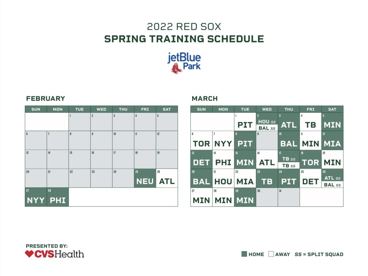 Printable Red Sox Schedule 2022 Sox 2022 Spring Schedule - Printable Version