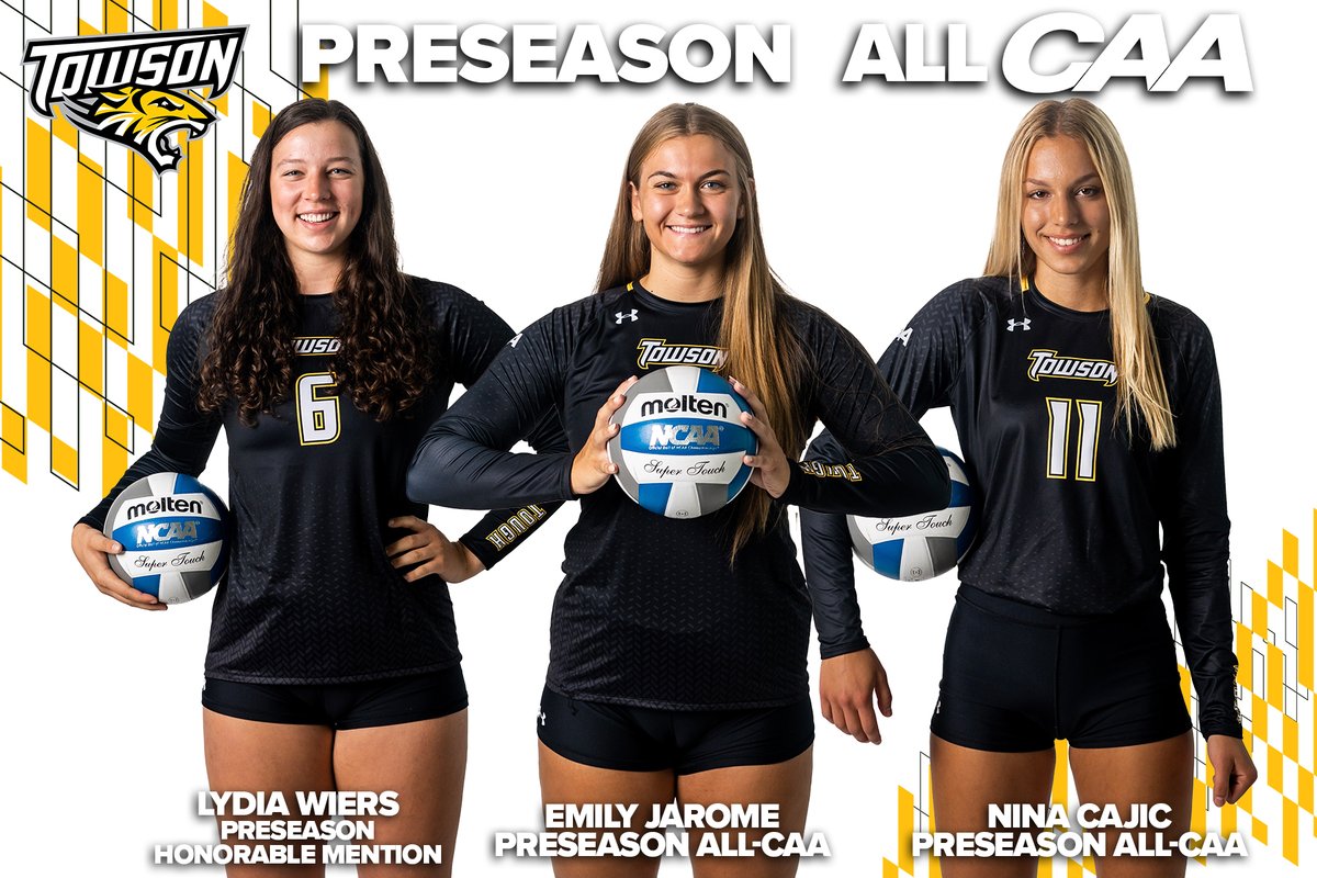 Towson_VB's tweet photo. Picked first in the preseason.
Landed three Preseason honorees.

And we've only just begun.

📰 - https://t.co/NLKDytWklf

#UnitedWeRoar x #SeizeTheOpportunity https://t.co/b7lW1n8Kno
