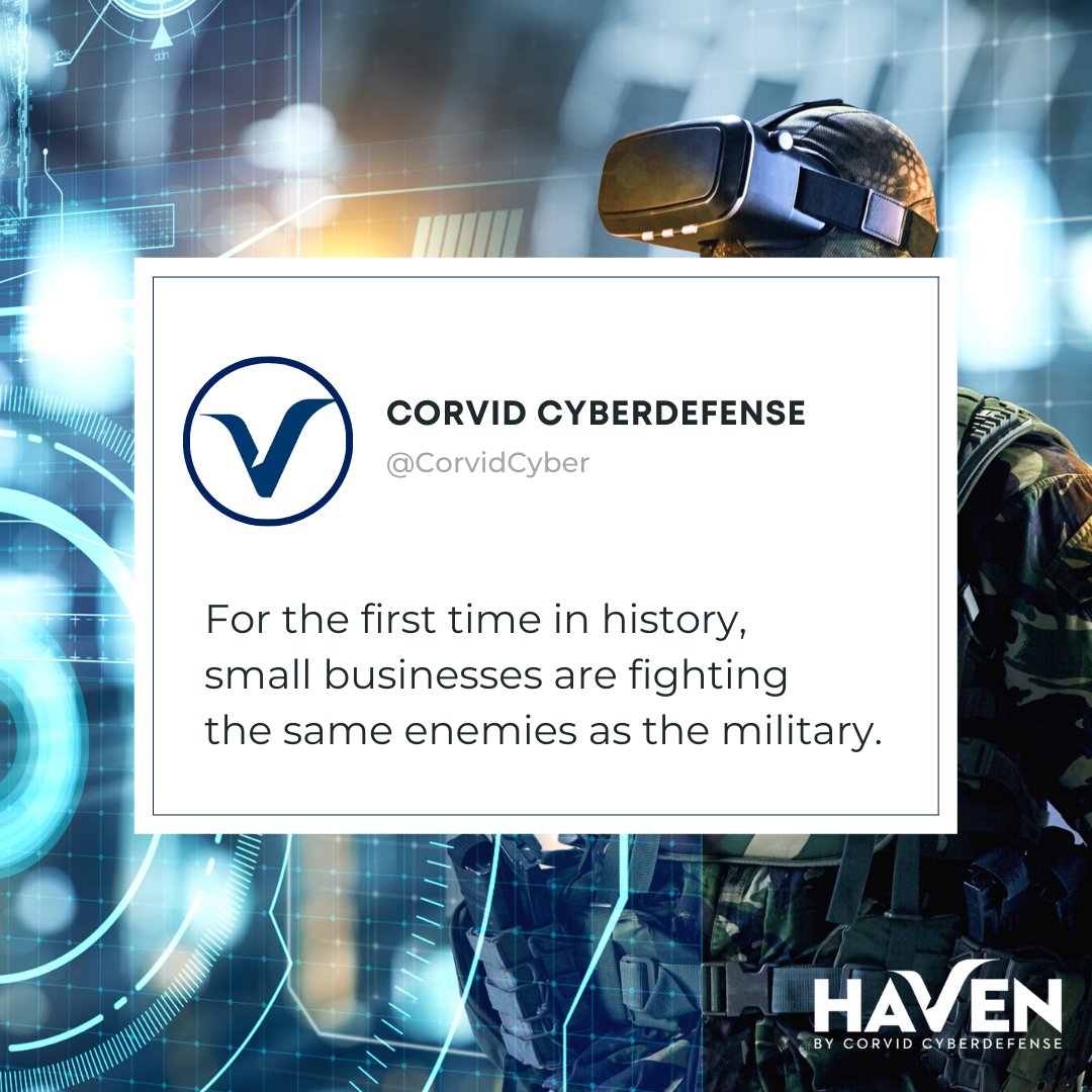 Military-grade cybersecurity requires exceptional communication, a wide view of the battlefield, intelligence-driven decision making, and rapid response. Enlist Haven today corvidcyberdefense.com/haven/