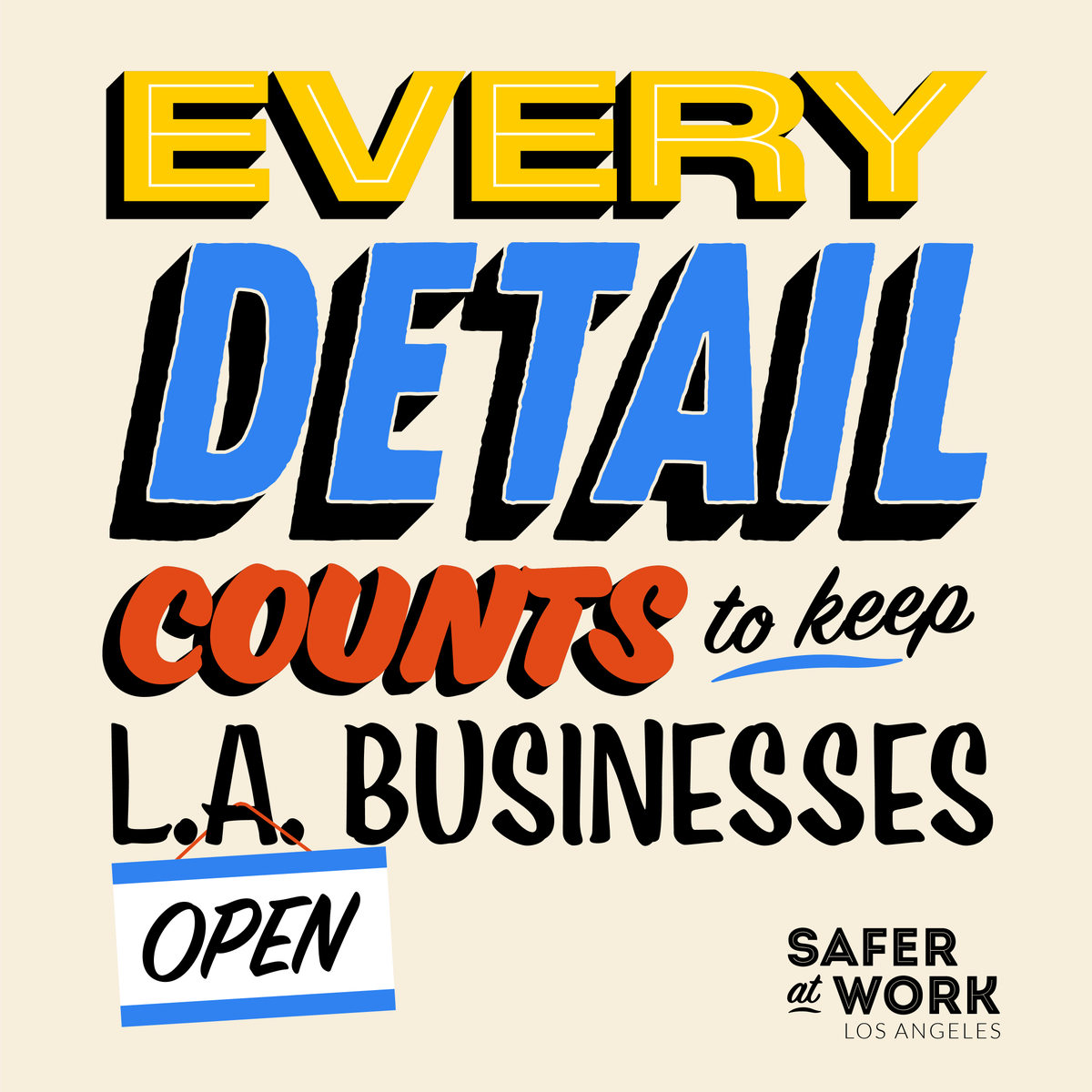 saferatworkla's tweet photo. Let's take a couple of seconds to learn about all the little details that will help keep our LA businesses open! Visit https://t.co/0WWrOCiDUk to get a small recap and make sure you're not forgetting anything. #saferatwork #saferatworkla https://t.co/326f3F3PnW