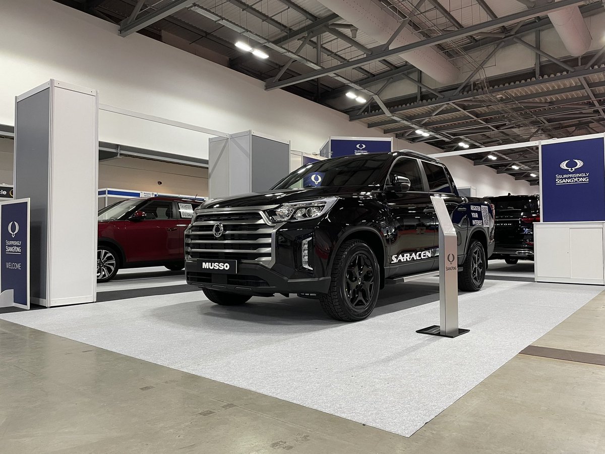 KGM_UK's tweet photo. That’s us all set up at the @UKmotorshow 💪🏻 we can’t wait to see everyone tomorrow and for you all to see the #NewMusso in the flesh! 

#SsangYongGB #SsurprisinglySsangYong https://t.co/p3Xmf3n25Z