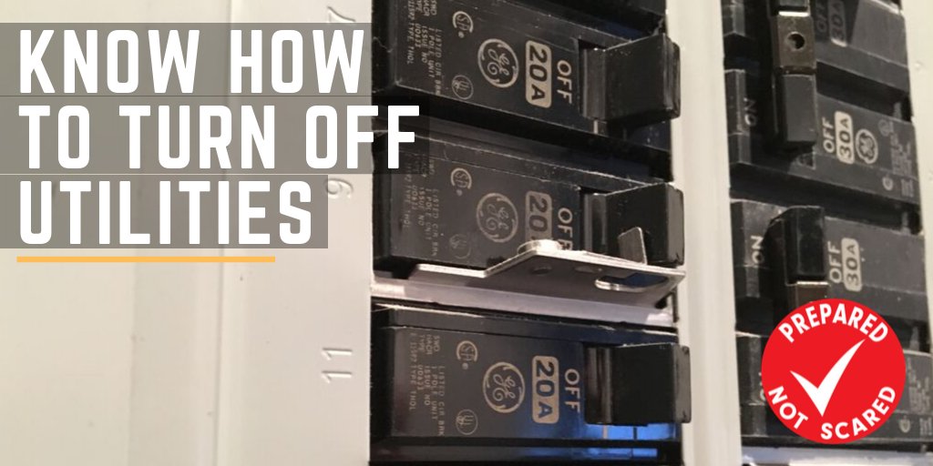 You may need to shut off utilities to your home in an emergency. Check with your utility co. for instructions.

Know where shut-offs are located &amp; what tool – if any – is needed for each. 

#PreparedNotScared #NtlPrep