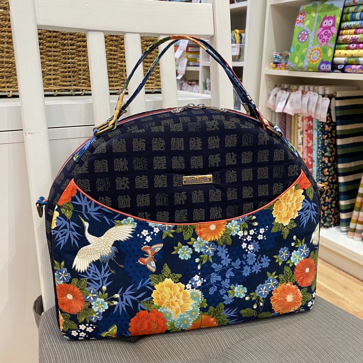 Gather_N_Sew's tweet photo. One of our very talented customers makes the most stunning bags. The floral fabric was a remnant from our Michiko collection from Makower UK. She used the Bowler Bag pattern from Sewing Patterns by Mrs H. We are in love 😍 #bowlerbag #bowlerbagpattern #michiko https://t.co/Qncgv34Gti