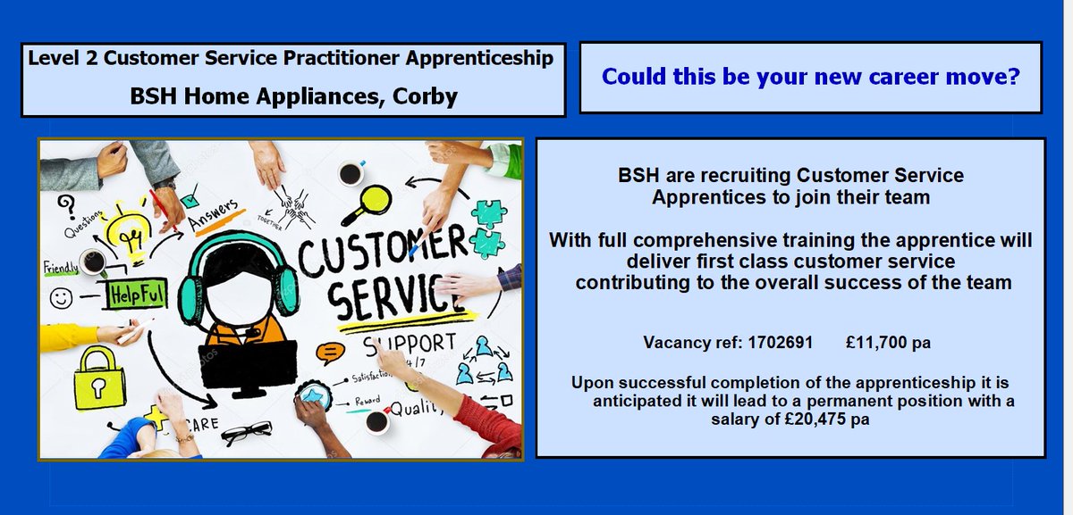 KTServices's tweet photo. Don't miss out on these level 2 Customer Service apprenticeships with BSH Home Appliances, in Corby 👇
https://t.co/qIw1jyiTcC https://t.co/c0vrAww16g